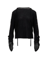 WOOL/SILK CREPE DRAPE BOAT NECK PULLOVER