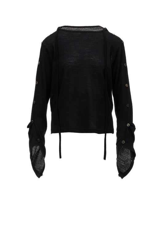 WOOL/SILK CREPE DRAPE BOAT NECK PULLOVER