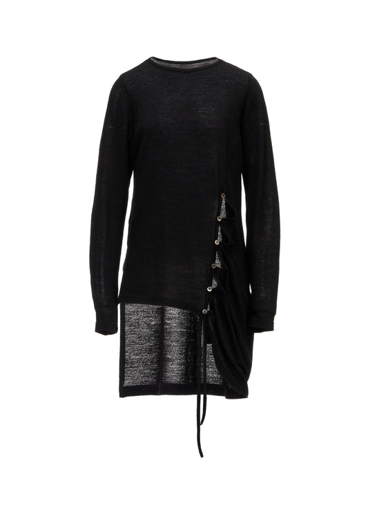 WOOL/SILK CREPE DRAPE SIDE DRAPE T-SHIRT