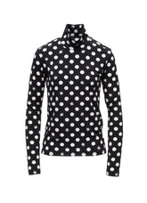 DOT FLOWER PRINT JERSEY HIGH NECK T-SHIRT
