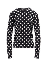 DOT FLOWER PRINT JERSEY ROUND NECK T-SHIRT