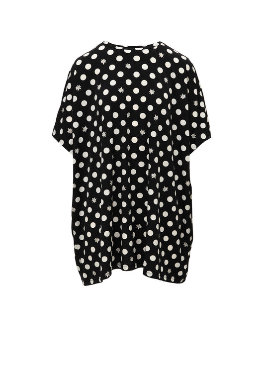 DOT FLOWER PRINT JERSEY OVERSIZED T-SHIRT