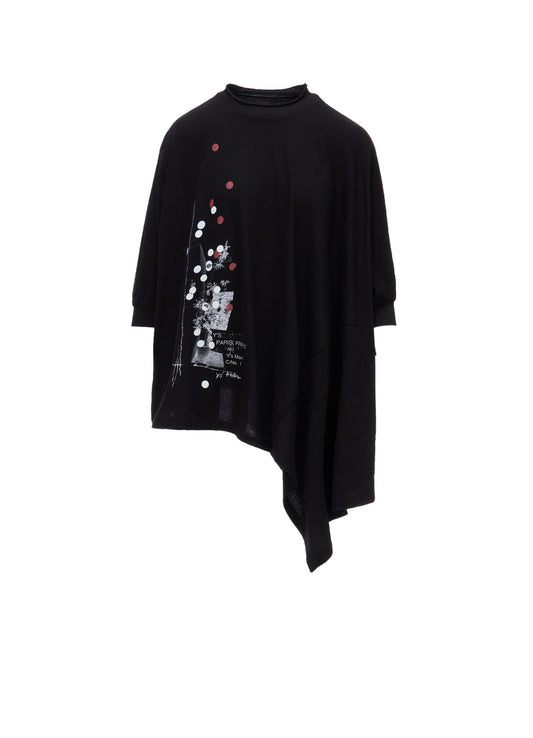 ATELIER PIGMENT PRINTED ASYMMETRIC DOLMAN SLEEVE T-SHIRT