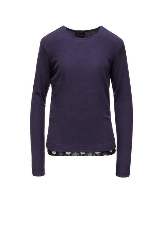 DOT PRINT TULLE ROUND NECK T-SHIRT