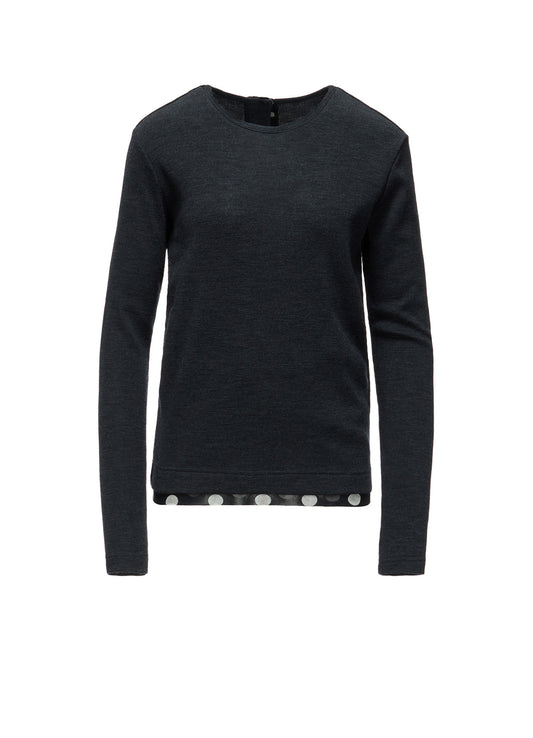 DOT PRINT TULLE ROUND NECK T-SHIRT