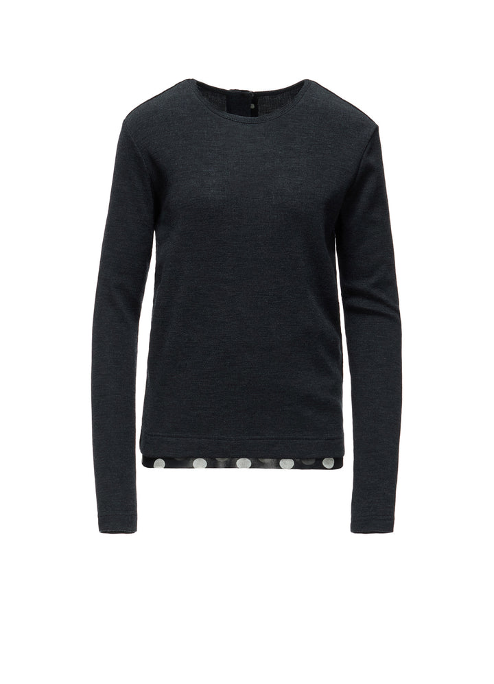 DOT PRINT TULLE ROUND NECK T-SHIRT