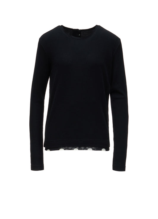 DOT PRINT TULLE ROUND NECK T-SHIRT