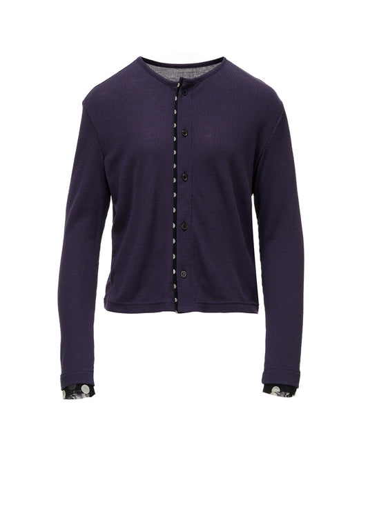 DOT PRINT TULLE ROUND NECK CARDIGAN