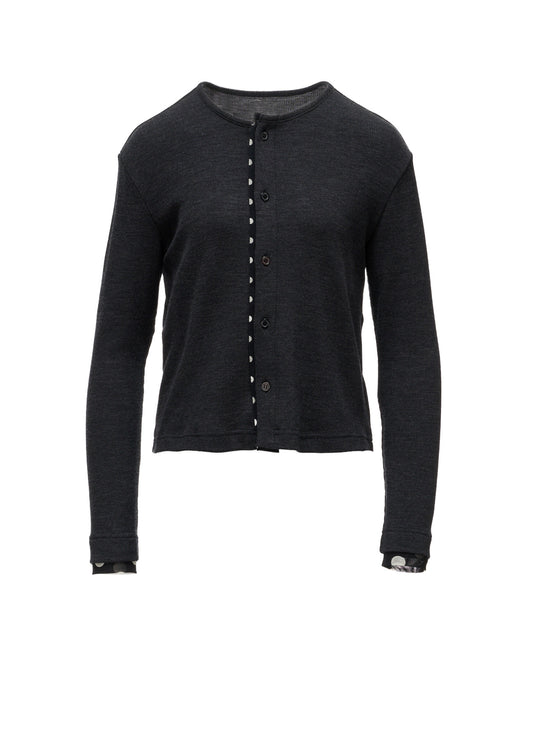 DOT PRINT TULLE ROUND NECK CARDIGAN