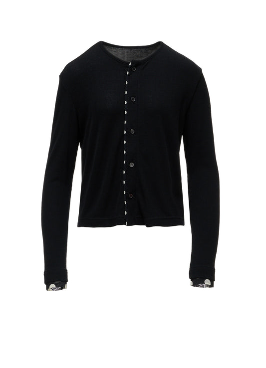 DOT PRINT TULLE ROUND NECK CARDIGAN
