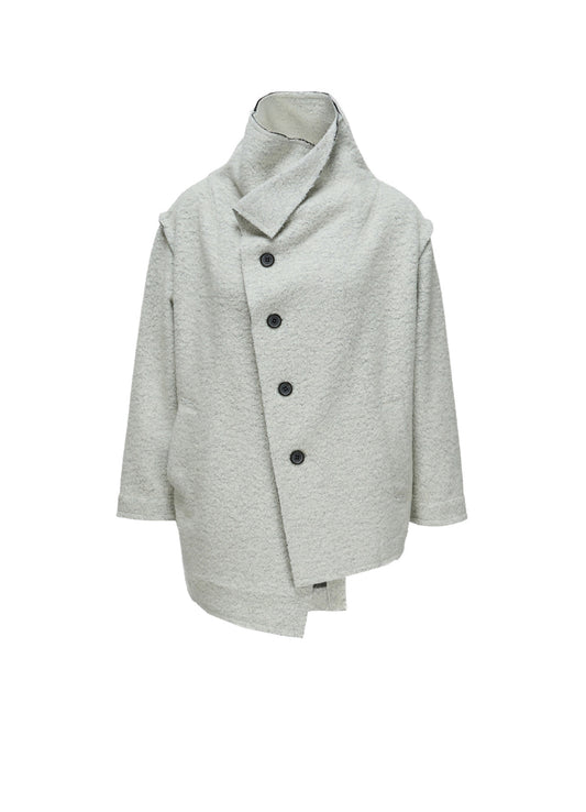WOOL BLEND BOUCLÉ OFF-NECK JACKET