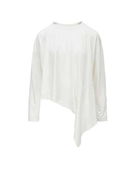 SUVIN JERSEY ASYMMETRIC ROUND NECK T-SHIRT