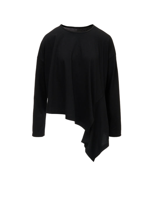 SUVIN JERSEY ASYMMETRIC ROUND NECK T-SHIRT
