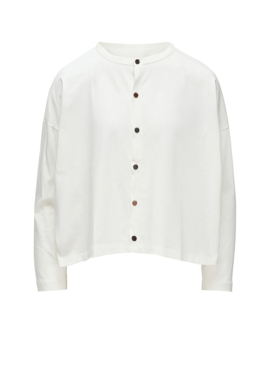 SUVIN JERSEY SHORT ROUND NECK CARDIGAN