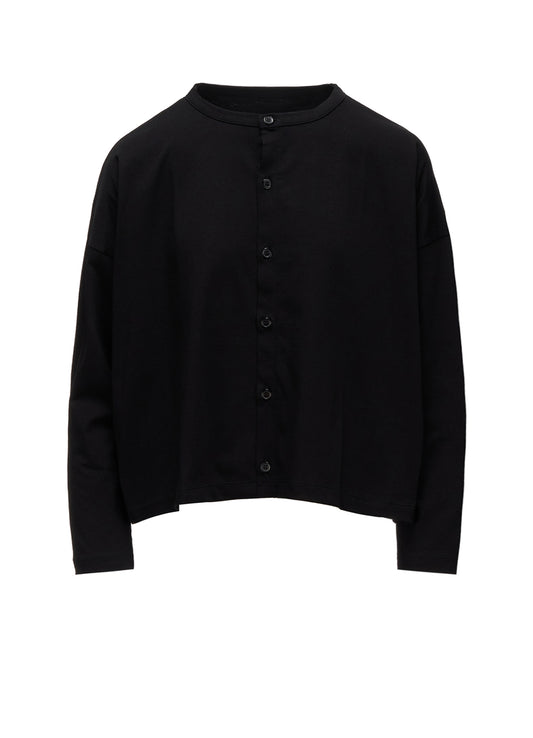 SUVIN JERSEY SHORT ROUND NECK CARDIGAN