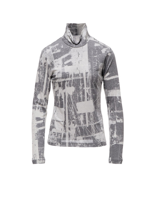 "DESOLATE CITY" JERSEY LONG SLEEVE HIGH NECK T-SHIRT