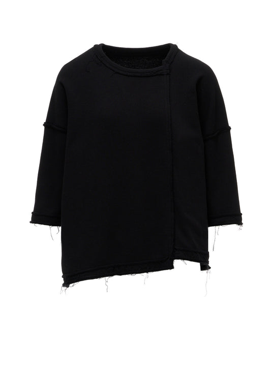 FRENCH TERRY ROUND NECK UNEVEN T-SHIRT