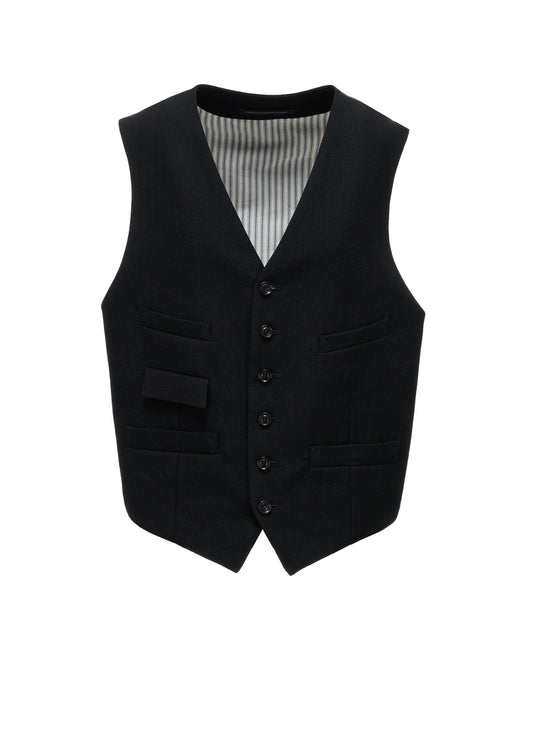 HERRINGBONE COLLARLESS VEST