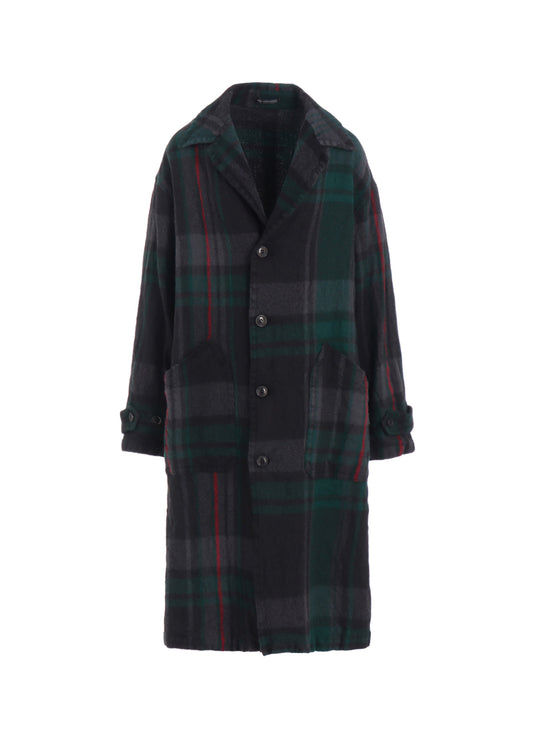 MILLED WOOL PLAID COAT