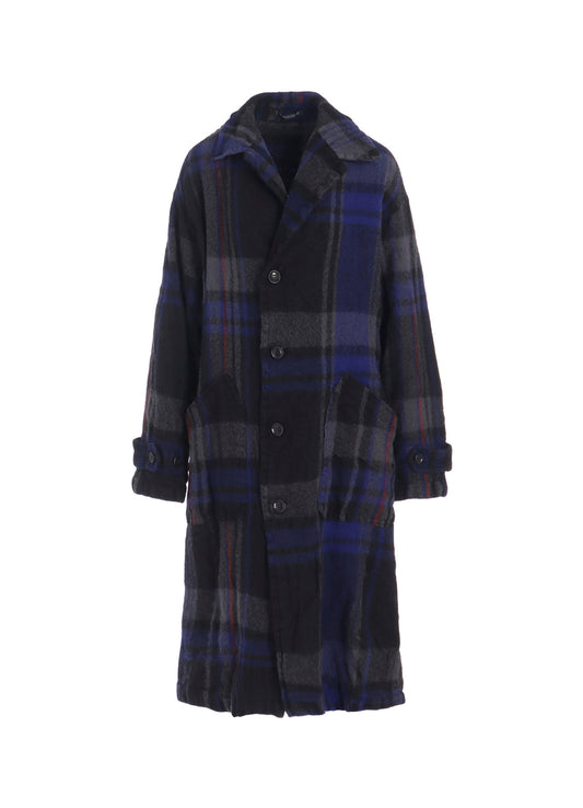 MILLED WOOL PLAID COAT