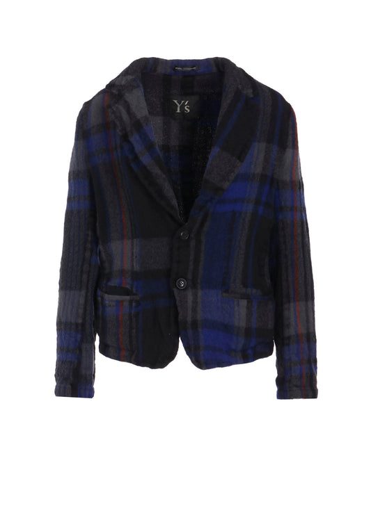 MILLED WOOL PLAID JACKET