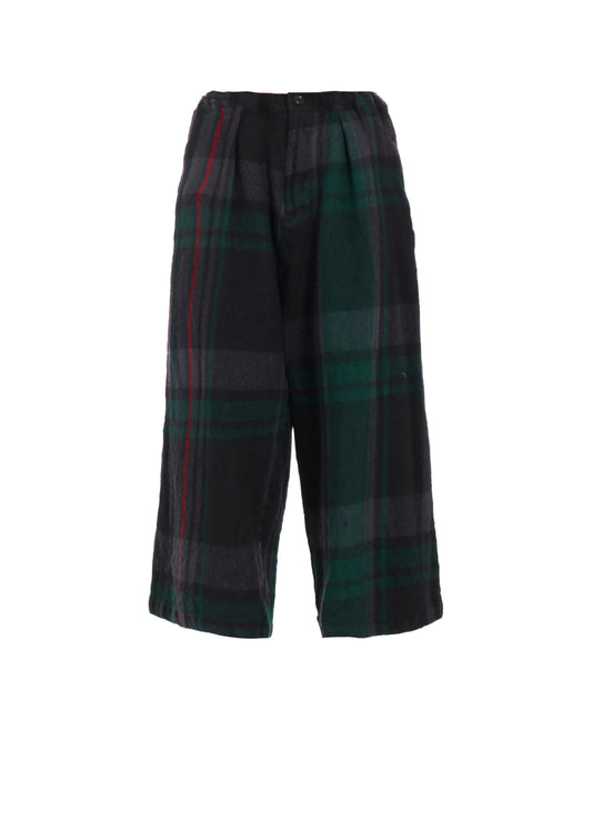 MILLED WOOL PLAID PANTS