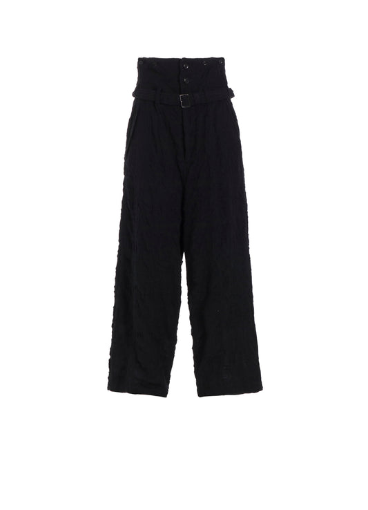 MILLED COTTON WOOL PLAID PANTS