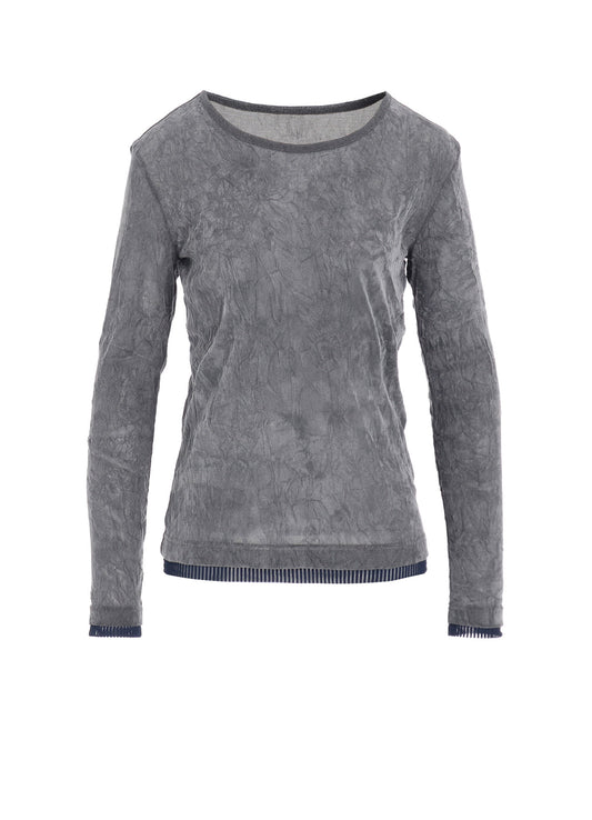 FLOCKED TULLE ROUND NECK T