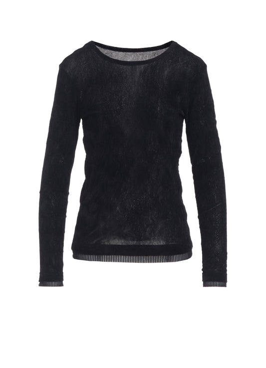 FLOCKED TULLE ROUND NECK T