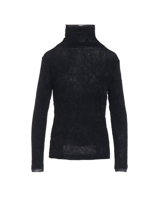 FLOCKED TULLE HIGH NECK T