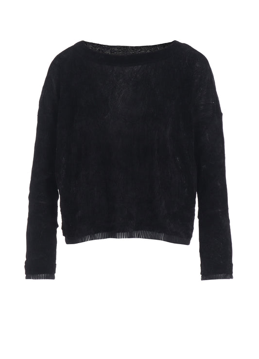 FLOCKED TULLE ROUND NECK WIDE  T