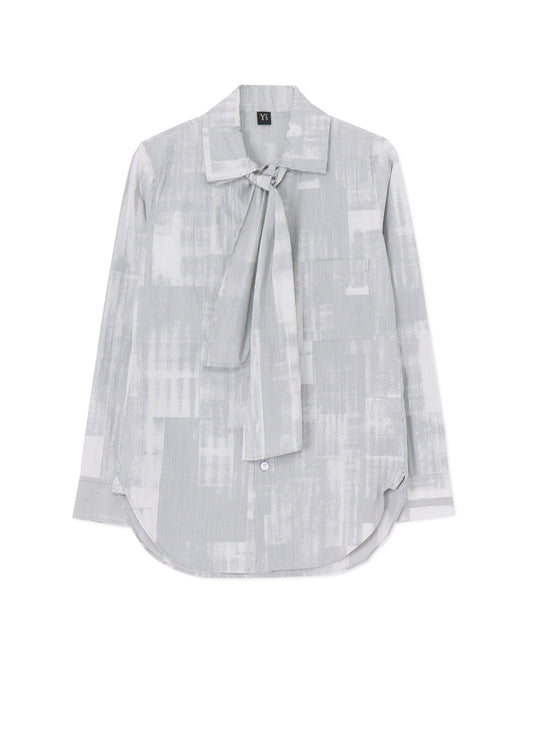 TYPEWRITER STRIPE BOW COLLAR BLOUSE