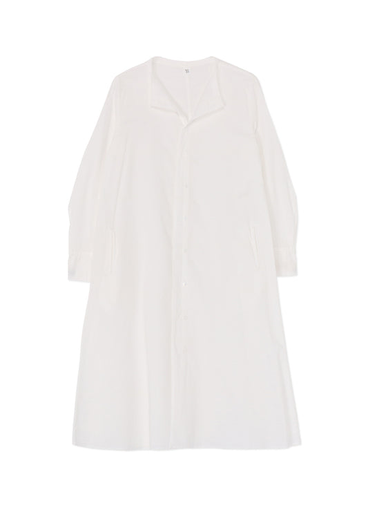 [Y's BORN PRODUCT] THIN COTTON TWILL COLLARLESS A-LINE DRESS