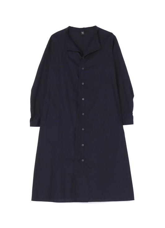 [Y's BORN PRODUCT] THIN COTTON TWILL COLLARLESS A-LINE DRESS