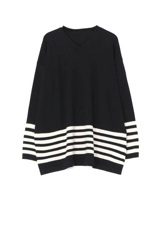 Ry/C TWISTED V NECK OVER SIZED PULLOVER KNIT