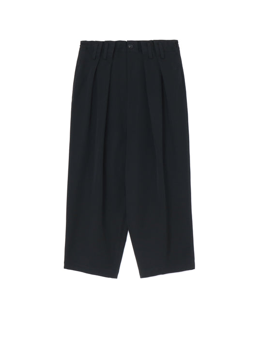 WOOL GABARDINE PLEATED PANTS