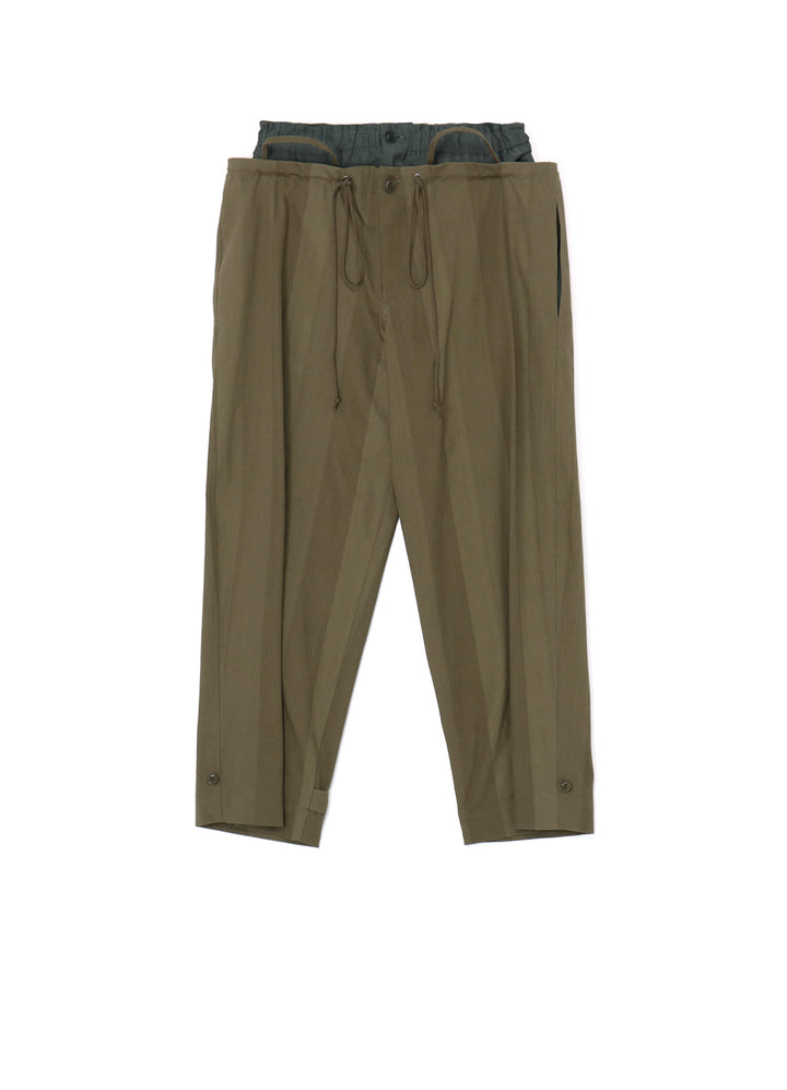 MULTI STRIPED DOBBY FABRIC UNEVENLY DYED DOUBLE LAYERED PANTS 