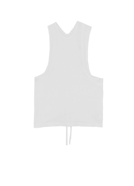 COTTON/LINEN PLAIN STITCH WIDE ROUND NECK TANK TOP