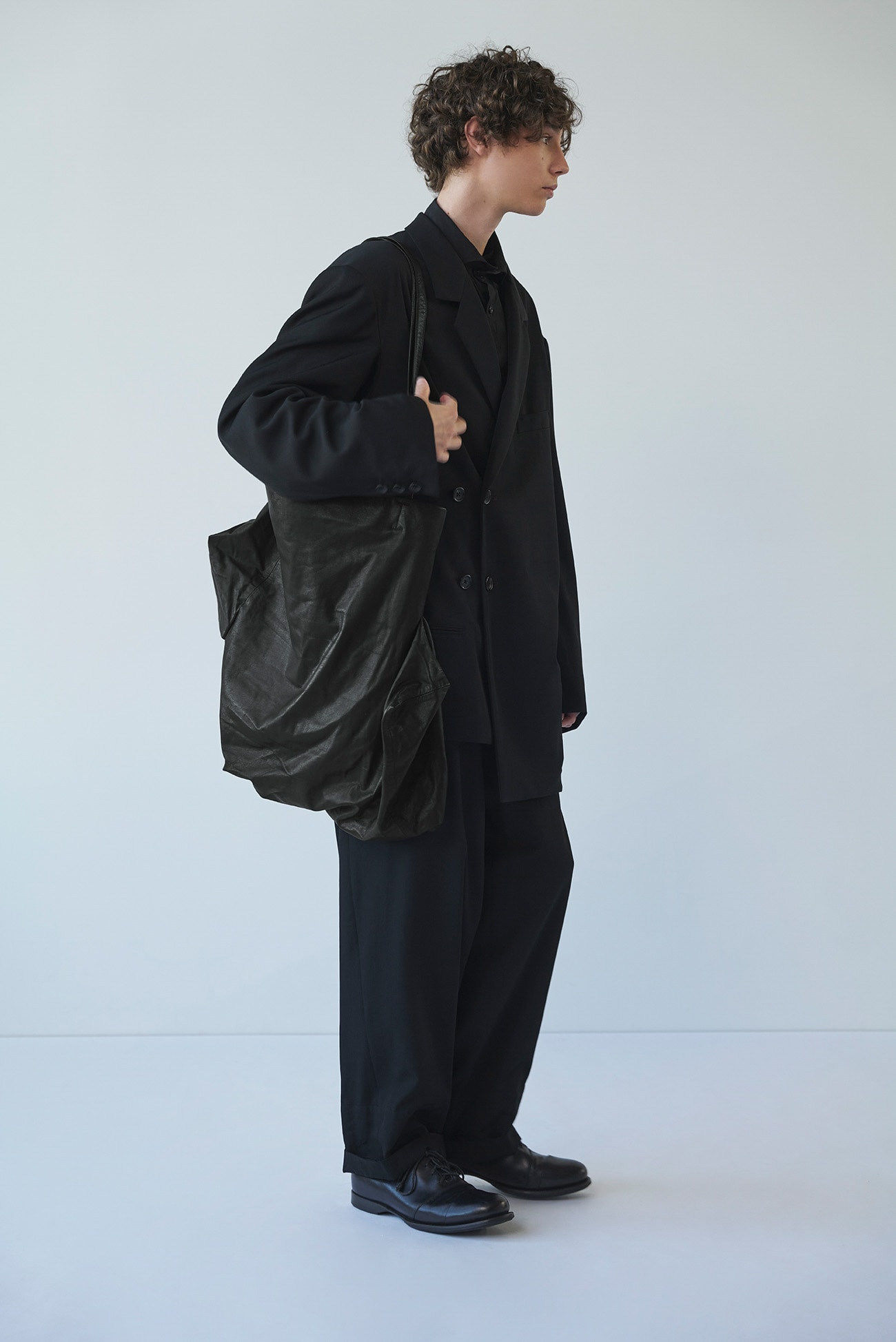 Unevenness tote(Leather)(FREE SIZE Black): discord Yohji Yamamoto 