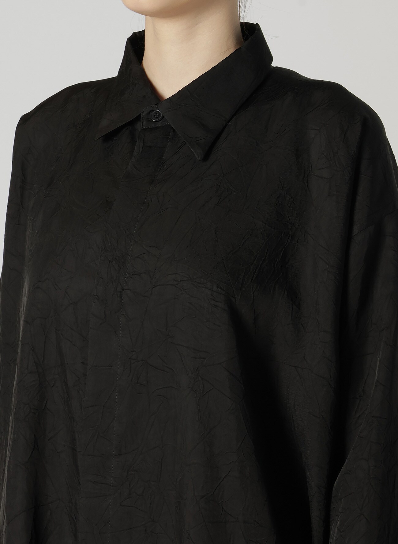 Cu WRINKLED TWILL R-DOUBLE PLACKET BLOUSE