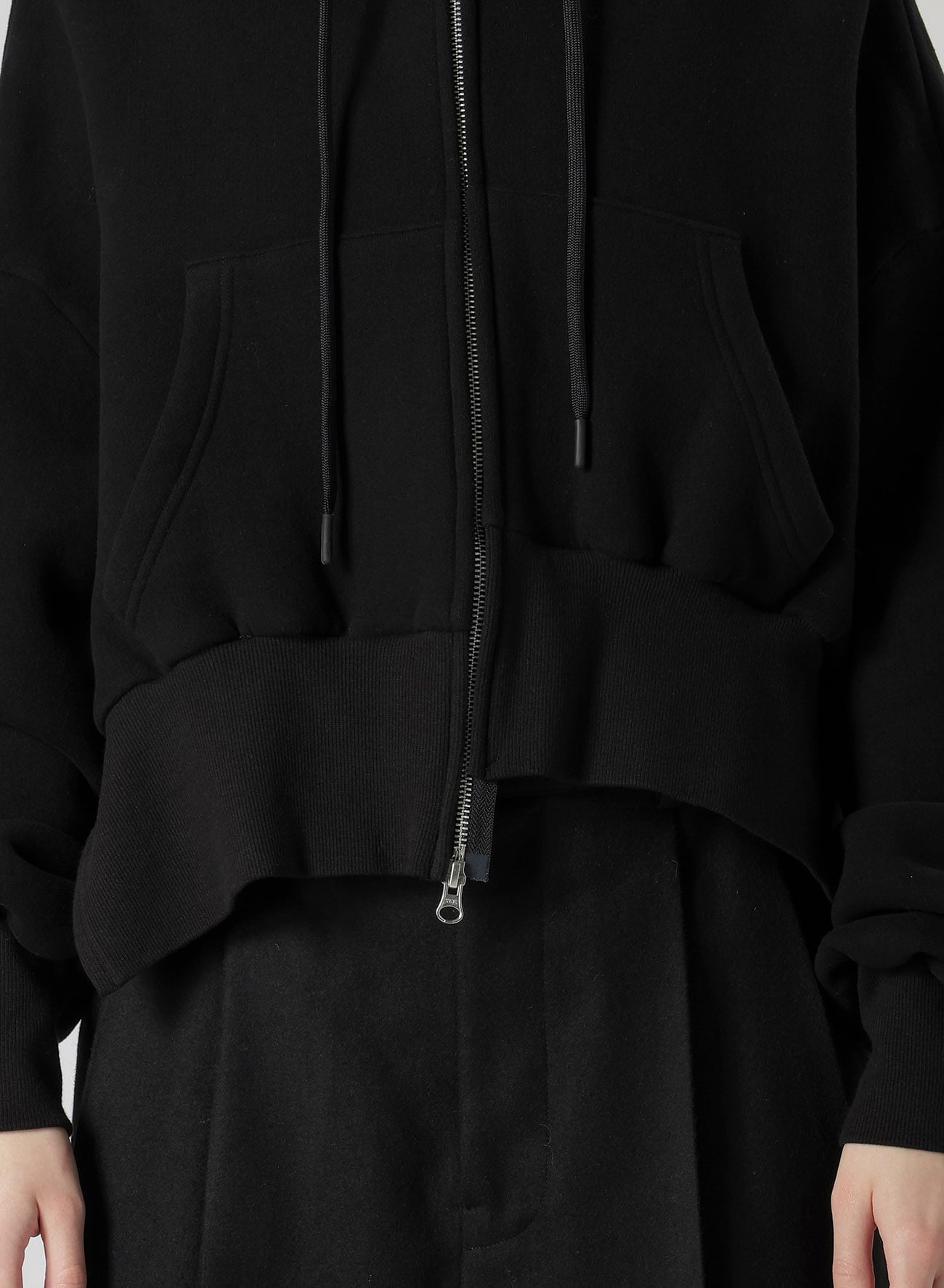 Liy/C BLUSHED FRENCH TERRY R-UNBALANCE HOODIE