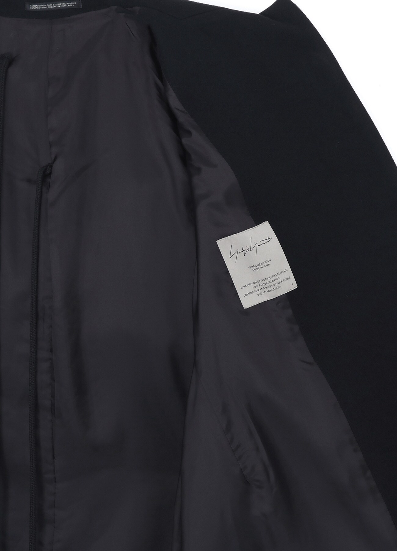 S100 COMPRESSED MELTON D COLLAR BIG COAT(XS Black): Yohji Yamamoto