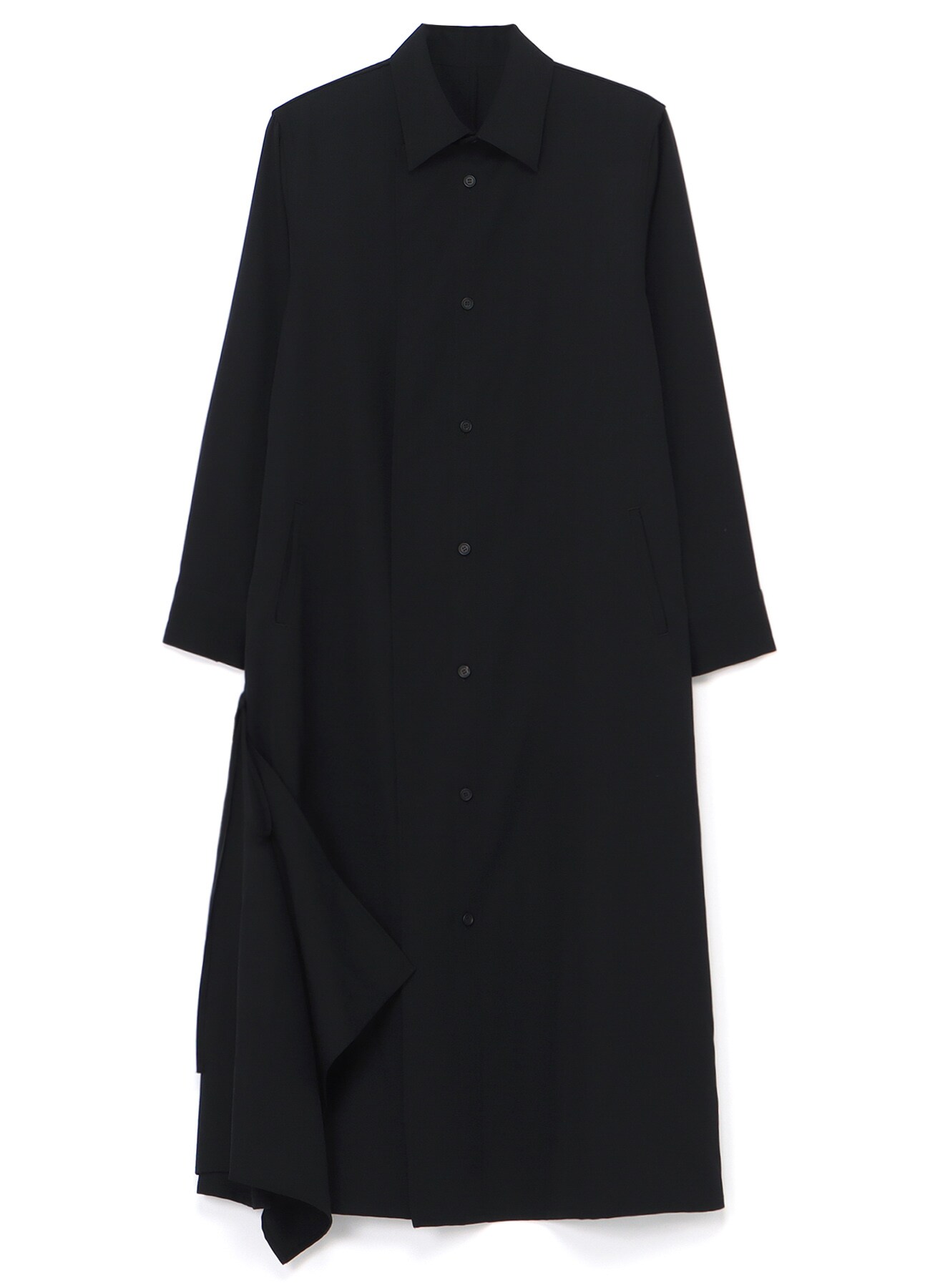 GABARDINE SHIRT DRESS(XS Black): Yohji Yamamoto｜THE SHOP YOHJI