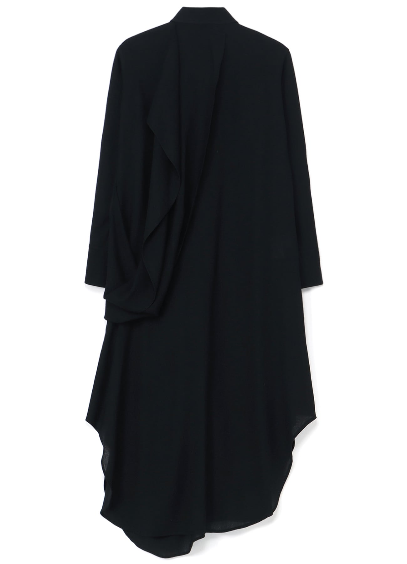 WOOL VIYELLA BACKSIDE DRAPED SHIRT DRESS(XS Black): Yohji Yamamoto