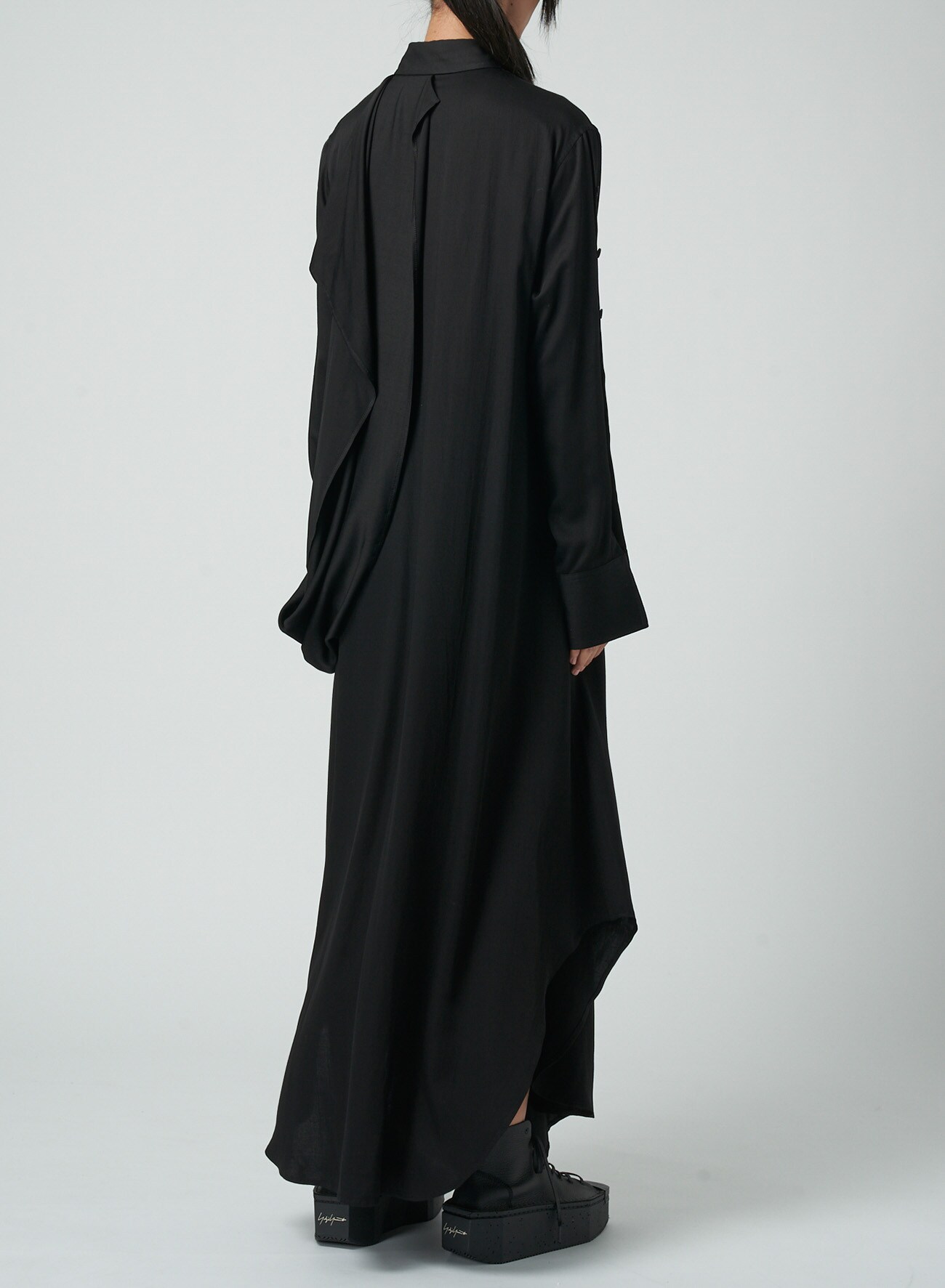 BACK DRAPE SHIRT DRESS(XS Black): Yohji Yamamoto｜THE SHOP YOHJI