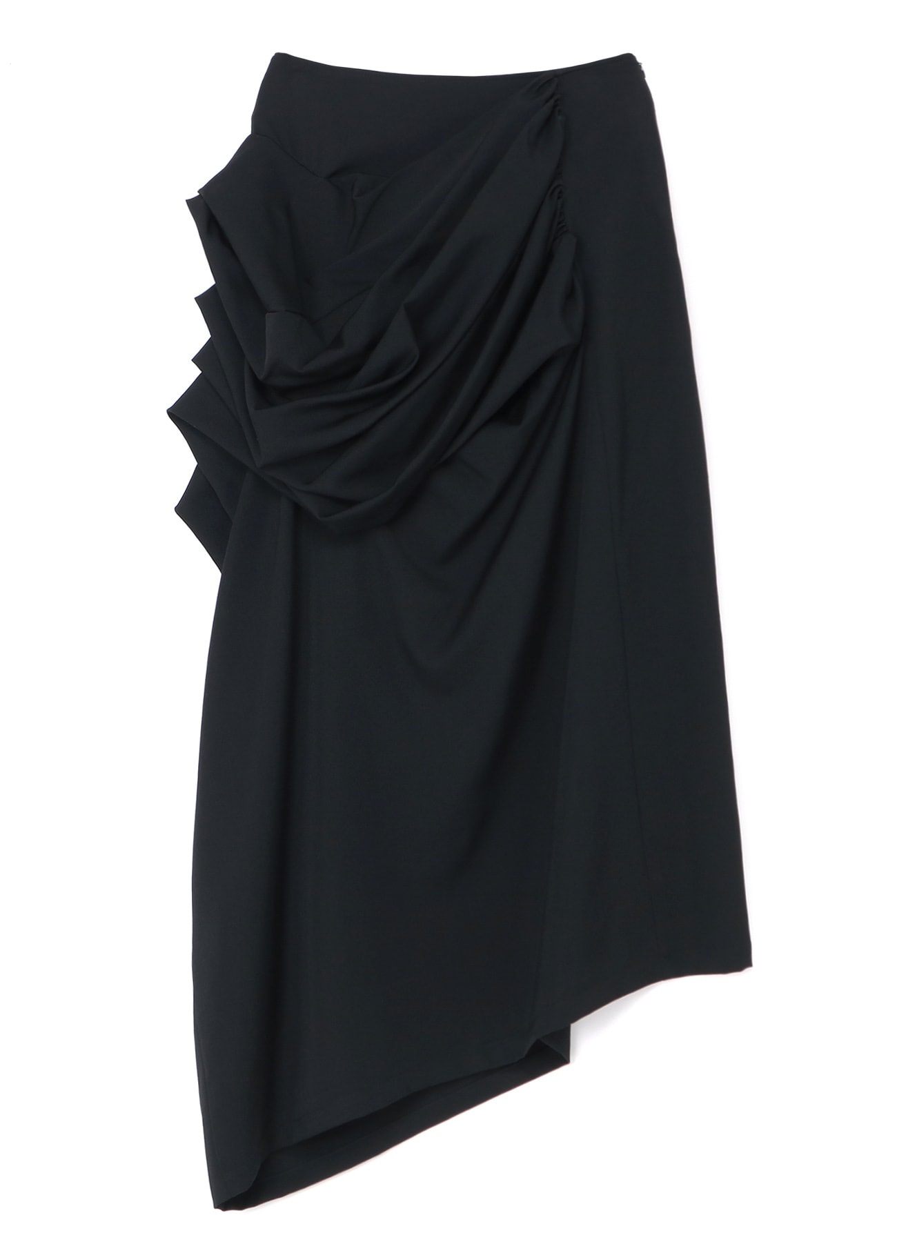 WOOL GABARDINE LONG DRAPED SKIRT(XS Black): Yohji Yamamoto｜THE