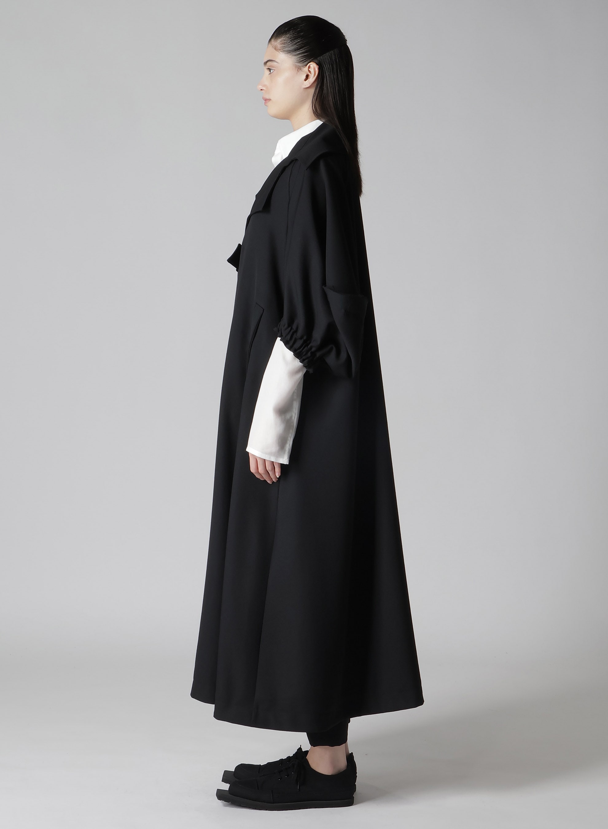 2/60 WOOL GABARDINE BALLOON SLEEVE COAT