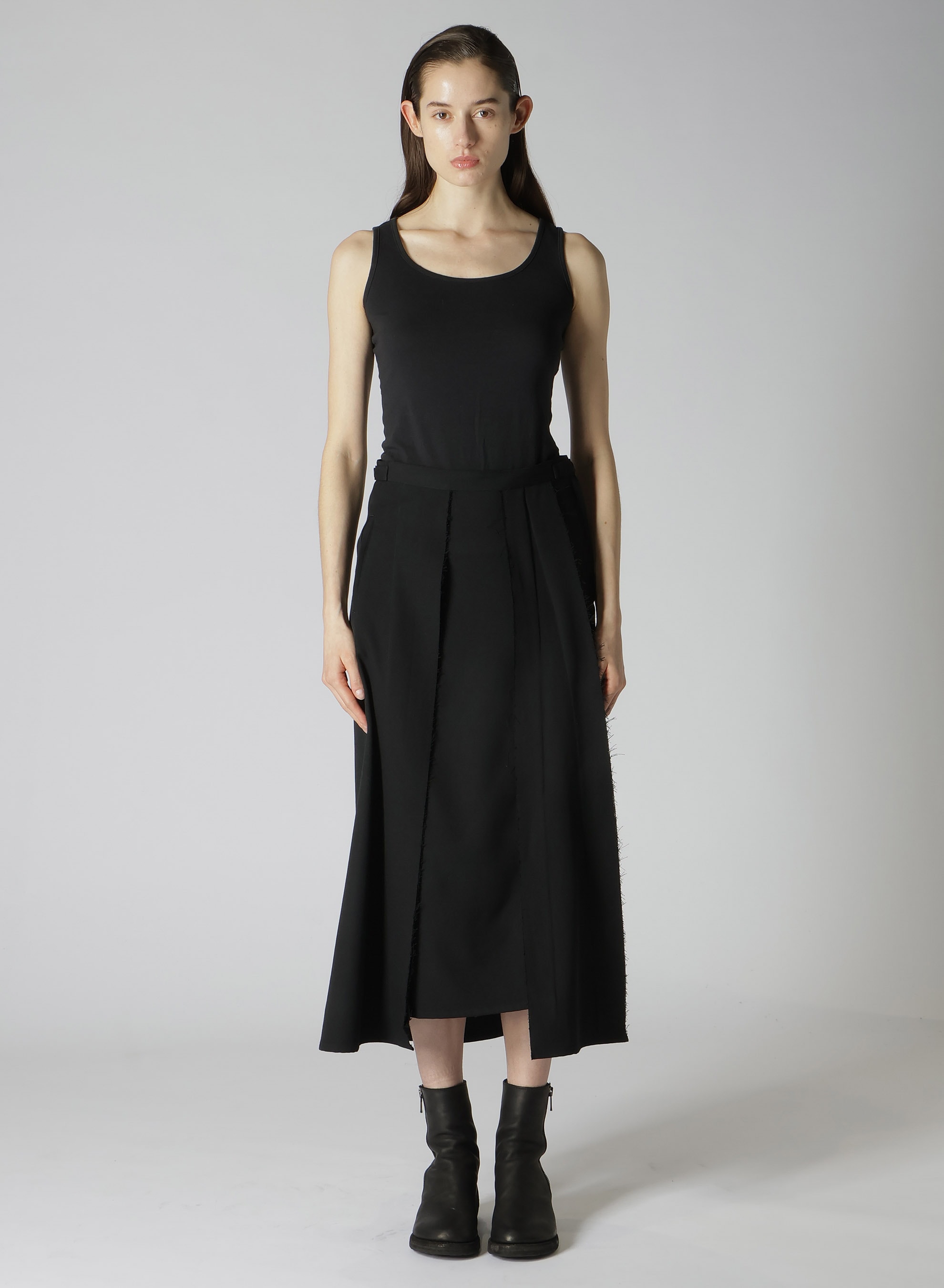 2/60 WOOL GABARDINE PANELED PLEATED SKIRT A