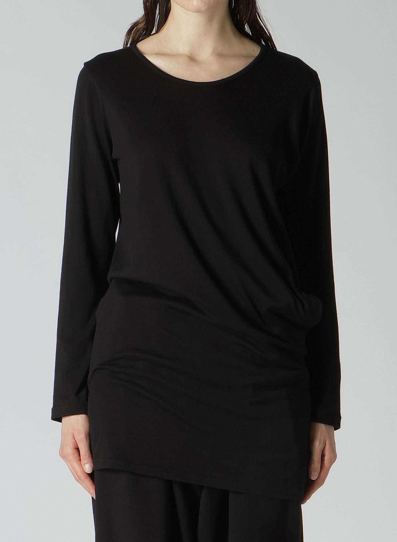 56/2 GUAZE SINGLE JERSEY SIDE DRAPED LONG SLV T