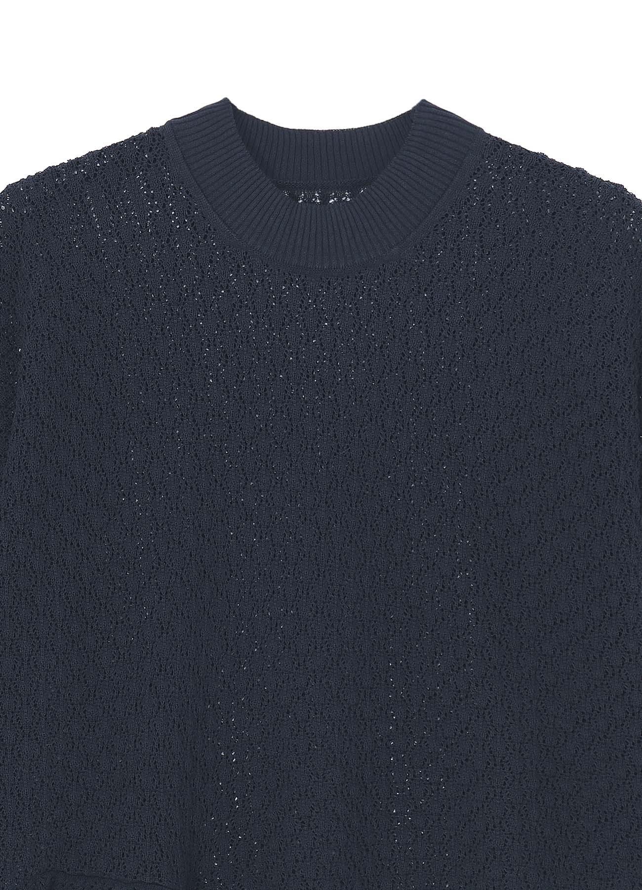 OPENWORK KNIT CUT OUT DETAIL SLV SWEATER